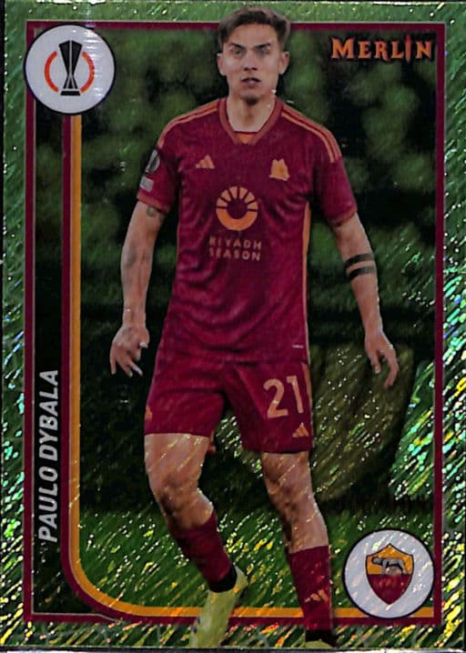 Paulo Dybala 2024 Topps Merlin #15 Green Shimmer AS Roma /399