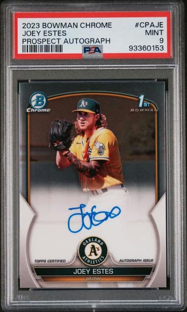 2023 BOWMAN CHROME JOEY ESTES CPA-JE PROSPECT AUTOGRAPH PSA Mint 9
