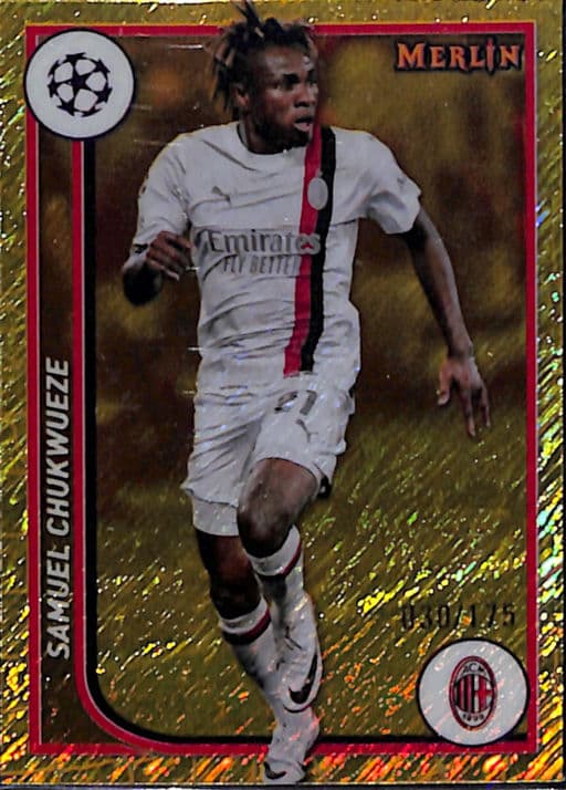 Samuel Chukwueze 2024 Topps Merlin #3 Yellow Shimmer AC Milan /175
