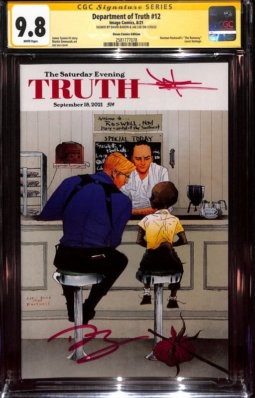 Department of Truth #12 Oasas Comics Runaway Signed David Baron|Jae Lee CGC 9.8