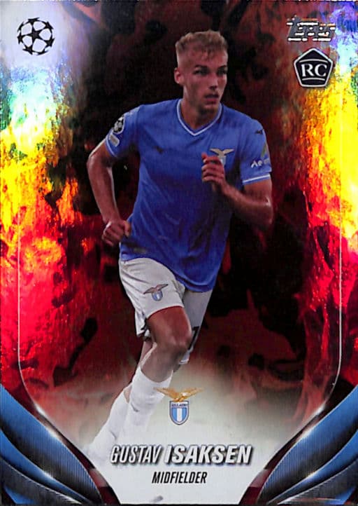 Gustav Isaksen Topps 2024 Chrome #200 ROOKIE Red Inferno Refractor SS Lazio