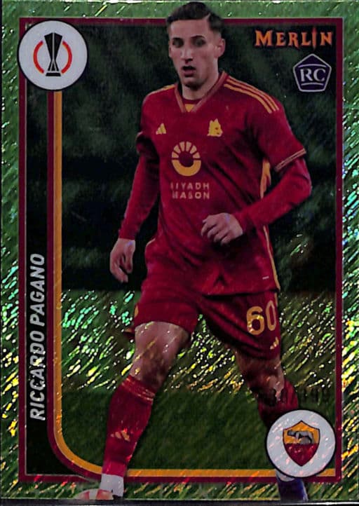 Riccardo Pagano 2024 Topps Merline #95 ROOKIE Green Shimmer AS Roma /399