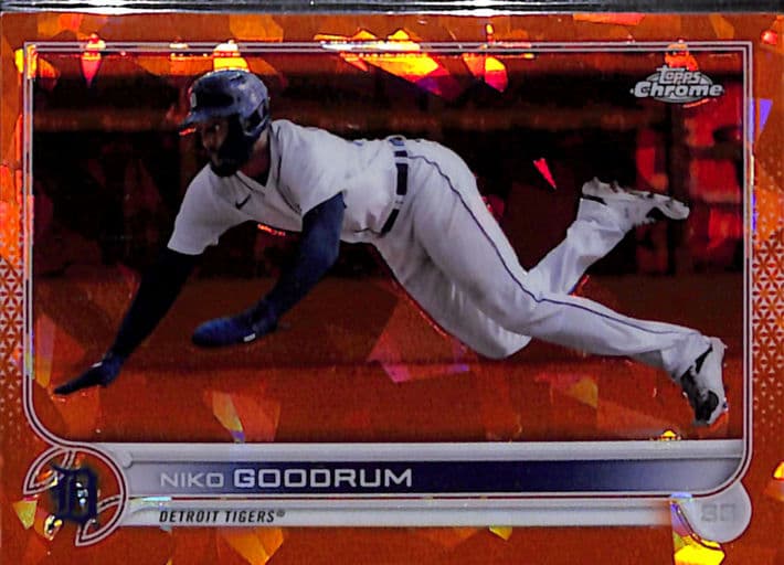 2022 Topps Chrome Sapphire Orange Niko Goodrum #573 Detroit Tigers /25