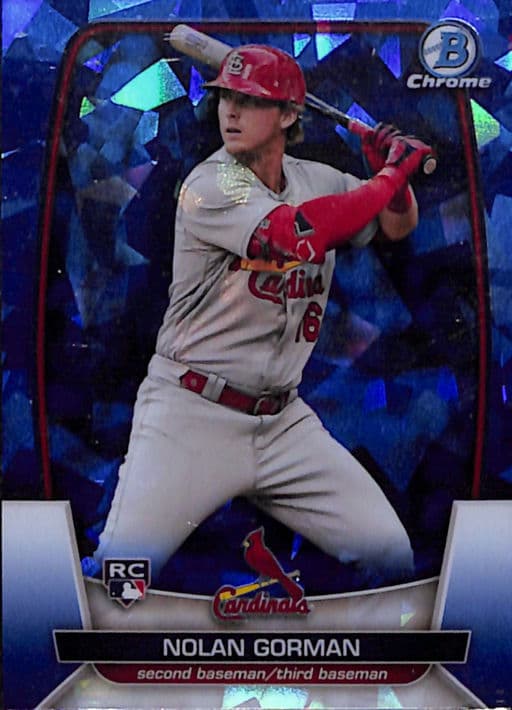 Nolan Gorman 2023 Bowman Chrome #48 ROOKIE Sapphire St. Louis Cardinals