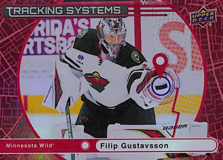Filip Gustavsson 2025-26 Upper Deck Tracking Systems TS-30 Red Wild /199