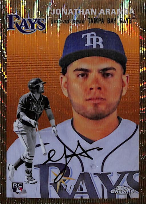 Jonathan Aranda 2023 Topps Chrome Gold Wave #15 AUTO Tampa Bay Rays /50