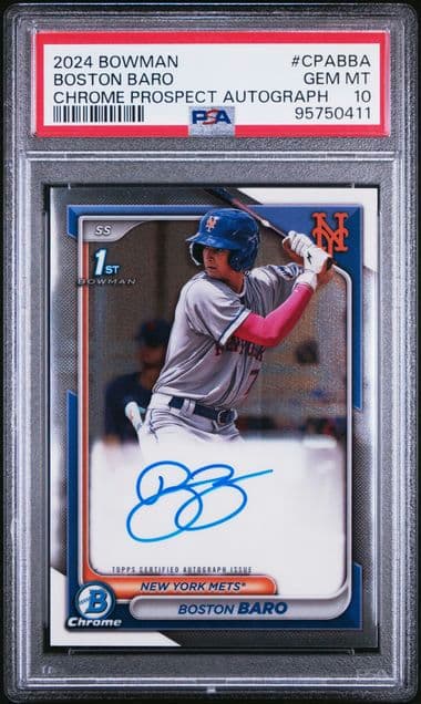2024 BOWMAN CHROME PROSPECT AUTOGRAPHS BOSTON BARO CPA-BBA PSA 10