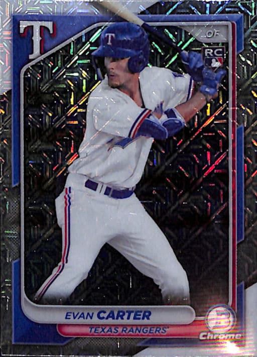 2024 Bowman Chrome Evan Carter ROOKIE #46 Mojo Refractor Texas Rangers
