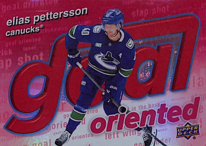 Elias Pettersson 2025-26 Upper Deck Goal Oriented GO-10 Red Canucks /199