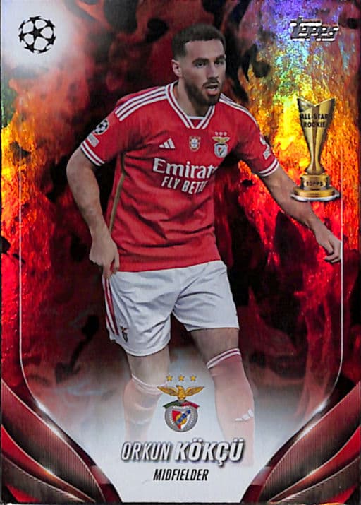 Orkun Kokcu Topps 2024 Chrome #188 Red Inferno Refractor SL Benfica