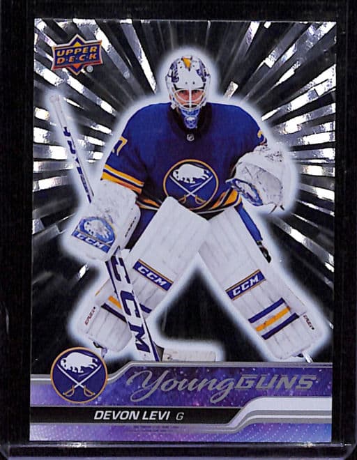 2023-24 Upper Deck Young Guns Devon Levi #237 Silver Outburst Raw RC Sabres