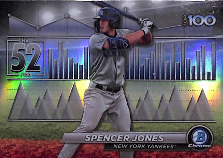 Spencer Jones 2024 Bowman Chrome Top 100 BTP-52 Refractor NY Yankees