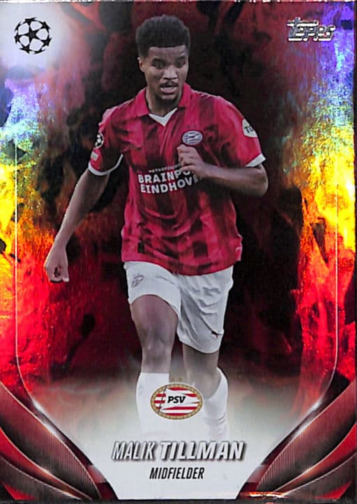 Malik Tillman Topps 2024 Chrome #142 Red Inferno Refractor Eindhoven