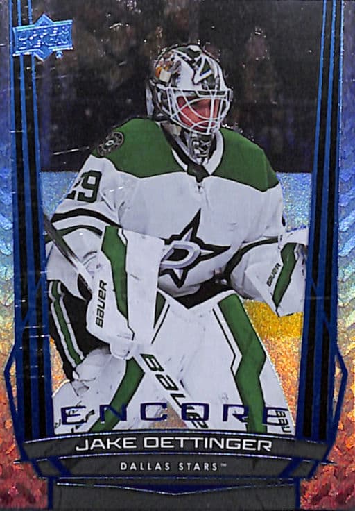 Jake Oettinger 2025-26 Upper Deck Series 1 Encore Blue E-4 Dallas Stars
