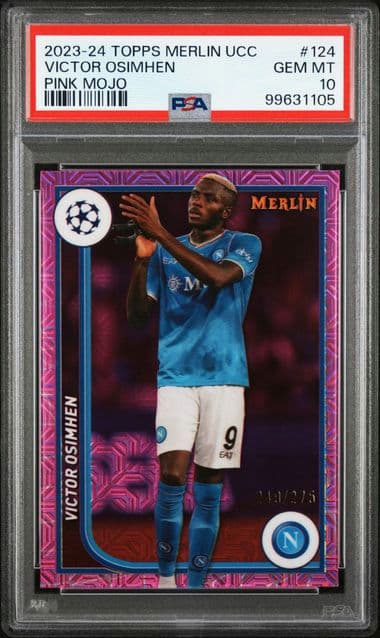 2023-24 TOPPS UEFA CLUB COMPETITIONS VICTOR OSIMHEN 124 PINK MOJO PSA 10 /275