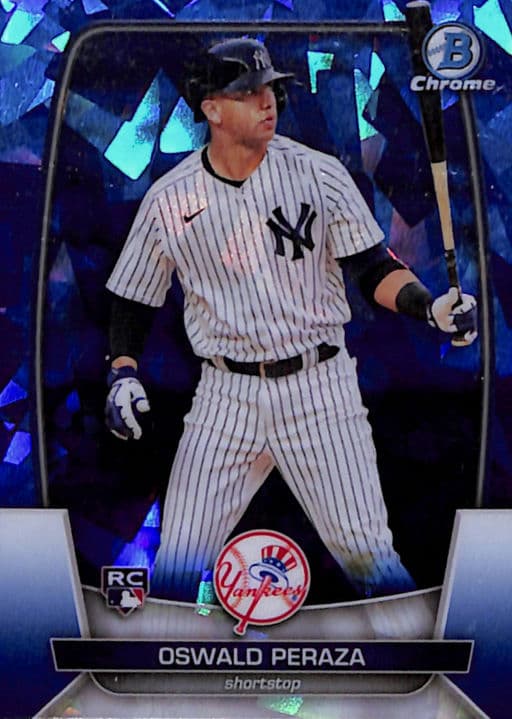 Oswald Peraza 2023 Bowman Chrome #44 Sapphire ROOKIE NY Yankees