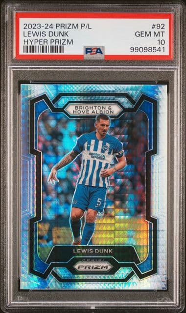 2023-24 PANINI PRIZM PREMIER LEAGUE LEWIS DUNK 92 HYPER PRIZM PSA GEM MT 10