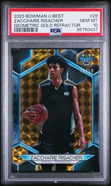 2023 BOWMAN ZACCHARIE RISACHER 29 GEOMETRIC GOLD REFRACTOR PSA GEM MT 10 /50