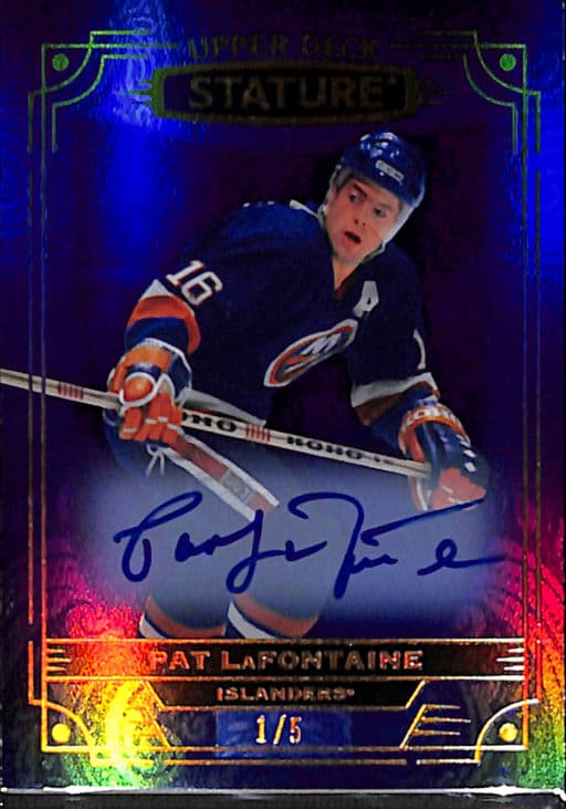 2022-23 Upper Deck Stature Blue New York Islanders Pat LaFontaine AUTO #20 1/5
