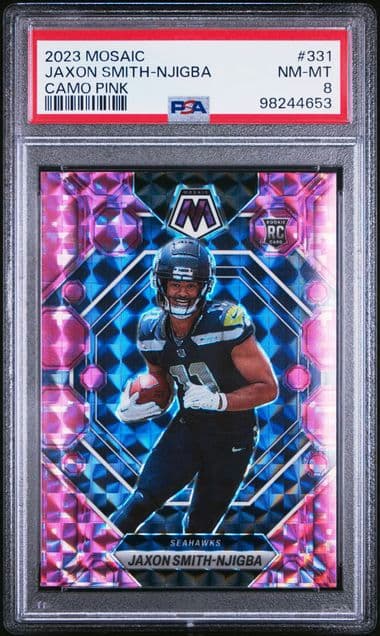 2023 PANINI MOSAIC JAXON SMITH-NJIGBA 331 CAMO PINK PSA NM-MT 8