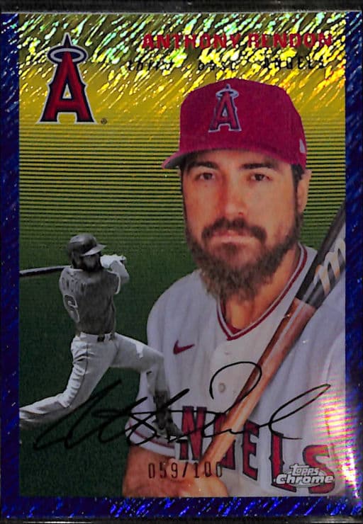 2023 Topps Chrome Blue Shimmer Los Angeles Angels Anthony Rendon AUTO #182 /100