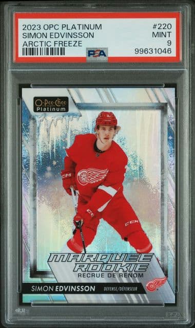 2023 O-PEE-CHEE PLATINUM SIMON EDVINSSON 220 ARCTIC FREEZE PSA MINT 9 /99