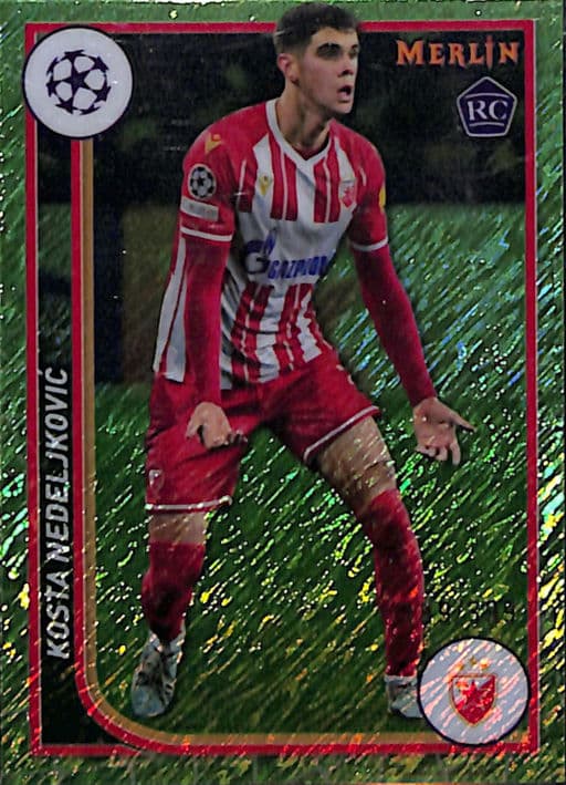 Kosta Nedeljkovic 2024 Topps #142 Green Shimmer ROOKIE FK Crvena Zvezda /399