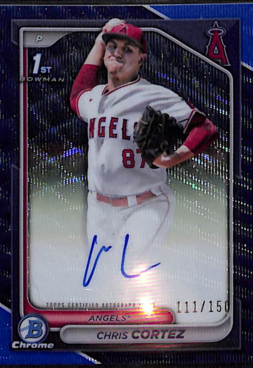2024 Bowman Chrome Blue Wave Refractor Los Angeles Angels Chris Cortez AUTO CPA-CCZ /150