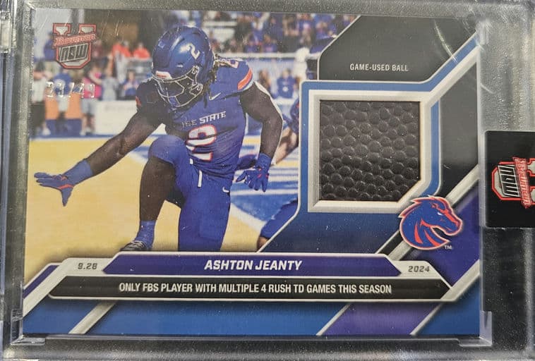 Ashton Jeanty 2024 Bowman U Now #20B Game-Used Ball Relic Blue SSP 23/49 Raw