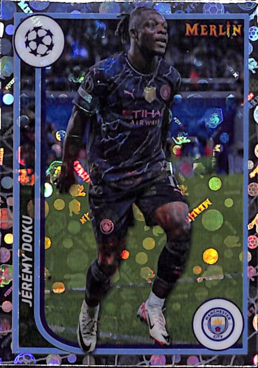 Jeremy Doku 2024 Topps Merlin #77 Vintage Refractor Manchester City