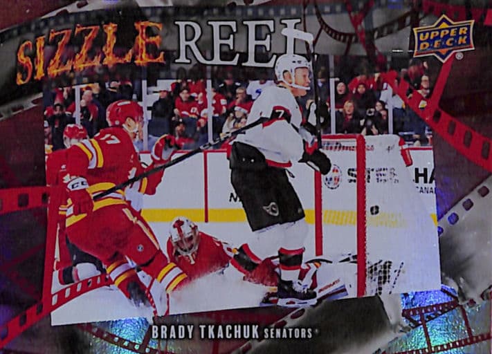 Brady Tkachuk 2025-26 Upper Deck Sizzle Reel SR-7 Red Senators /199