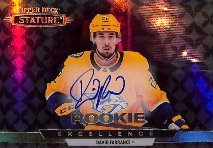 2021–22 Upper Deck Rookie Excellence Nashville Predators David Farrance RE-18