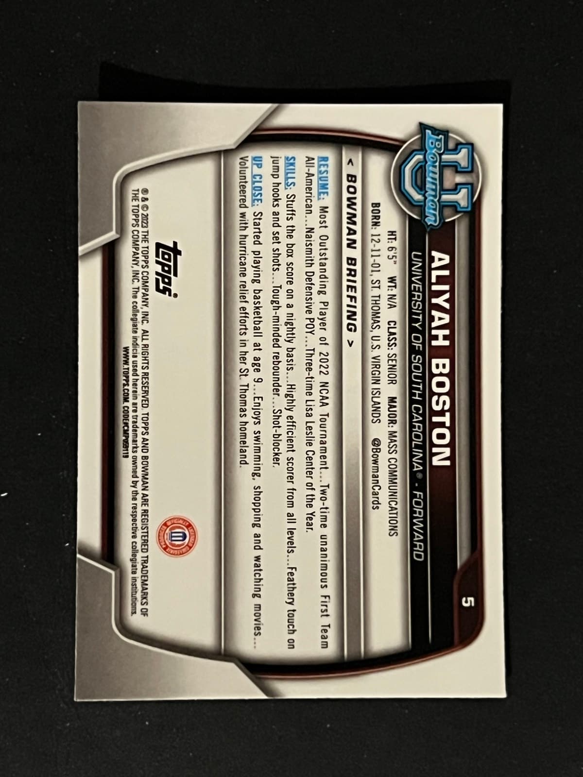 Aliyah Boston back