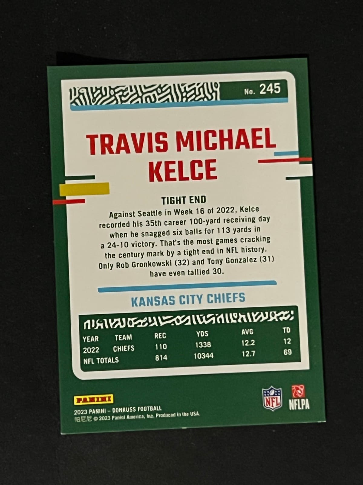 Travis Michael Kelce back