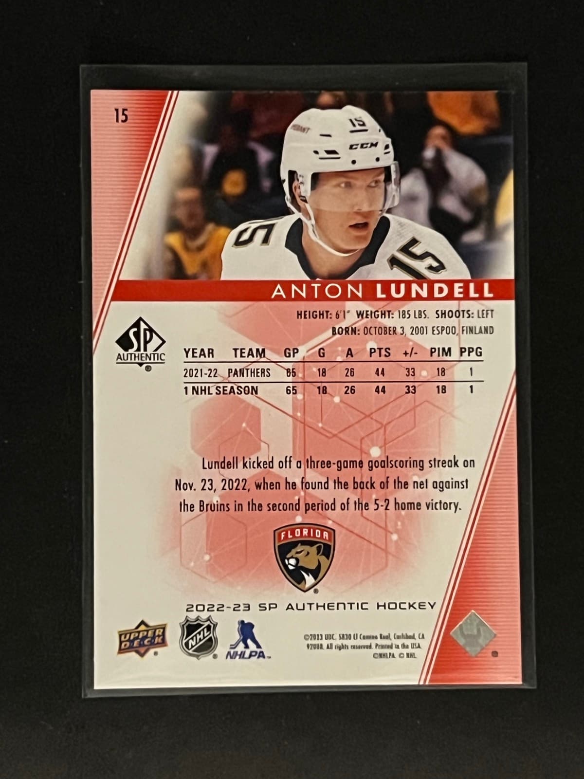Anton Lundell back