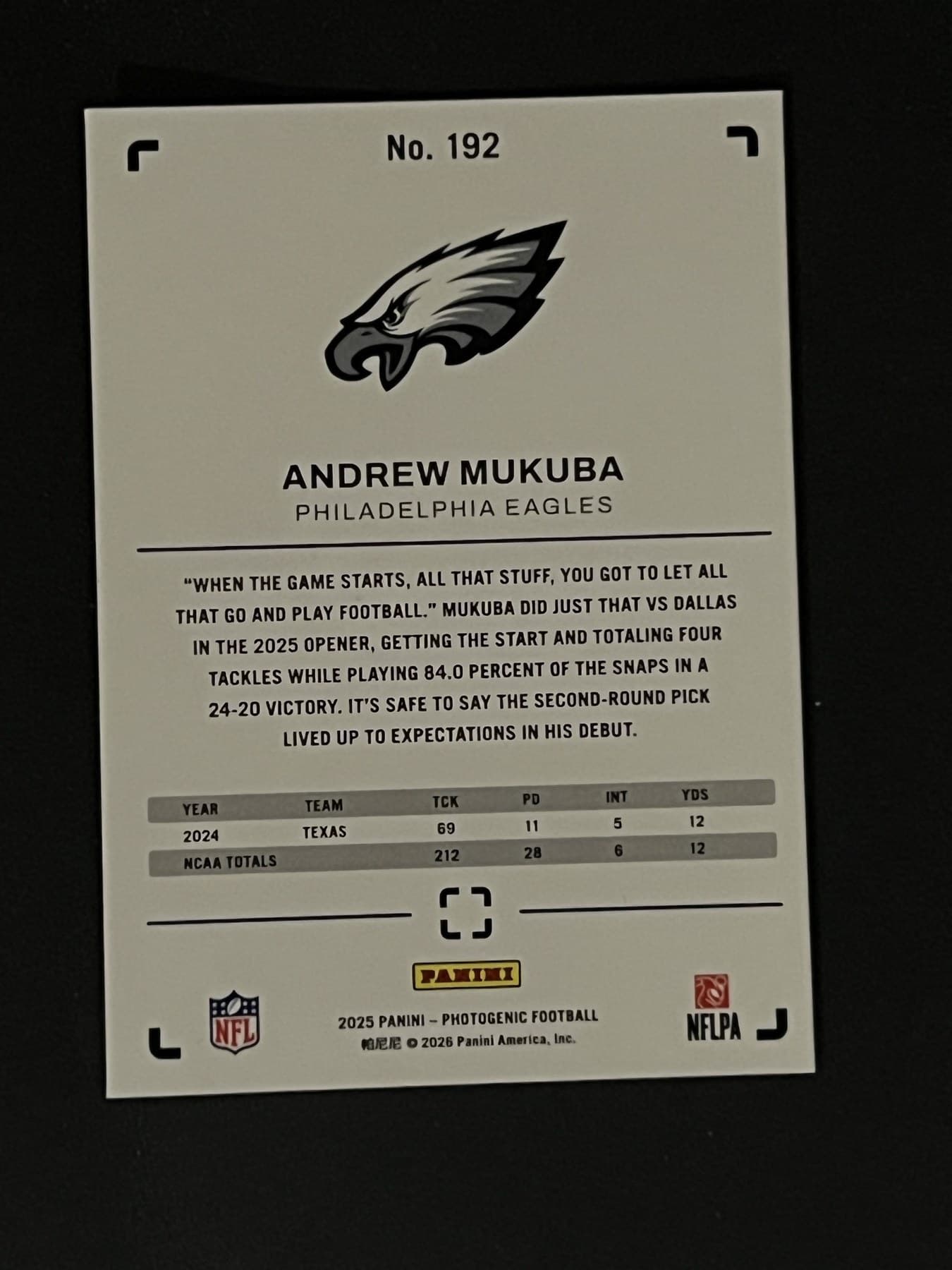 Andrew Mukuba back