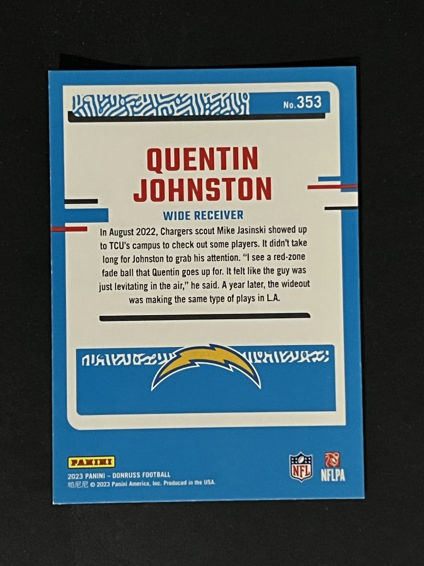 Quentin Johnston back