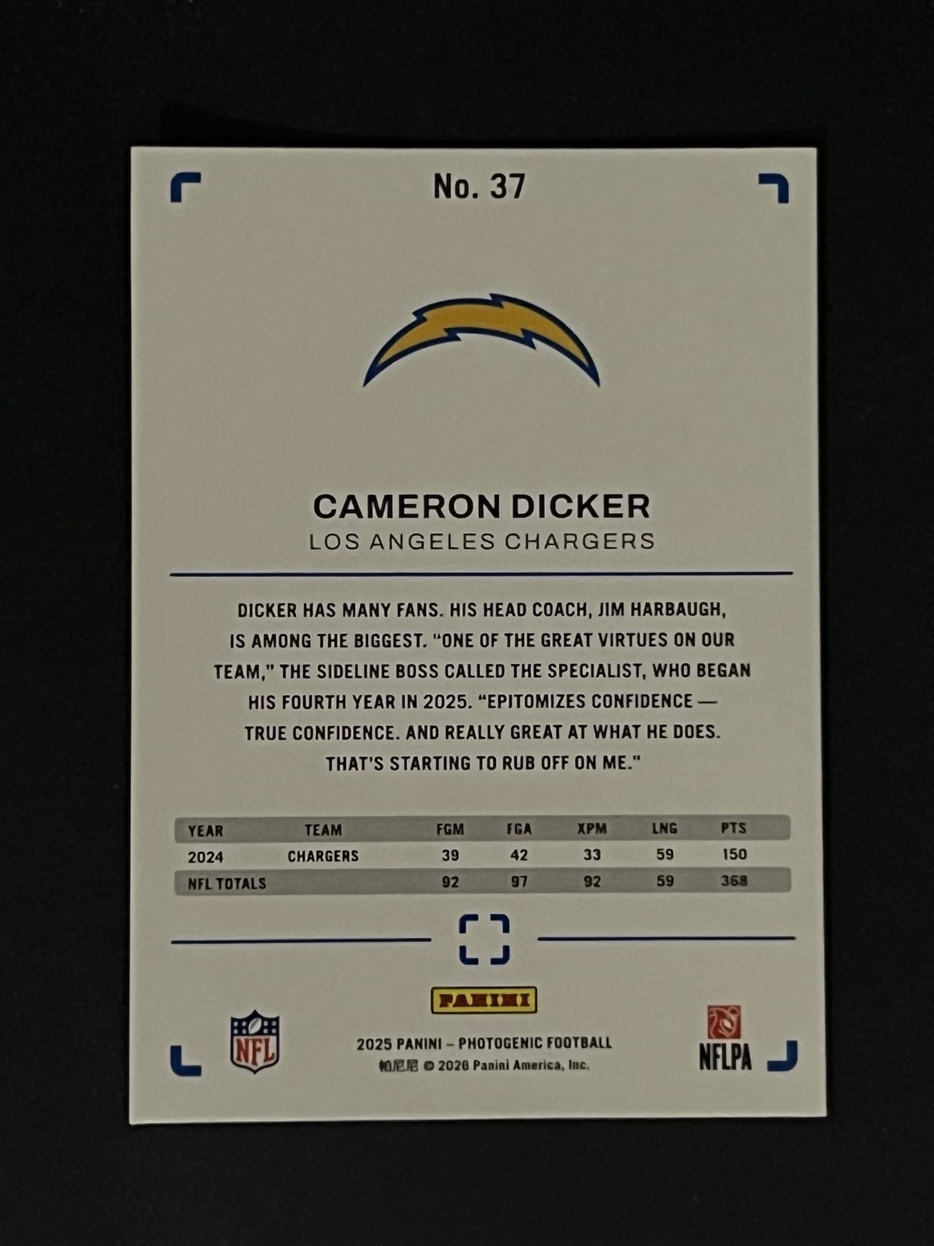 Cameron Dicker back