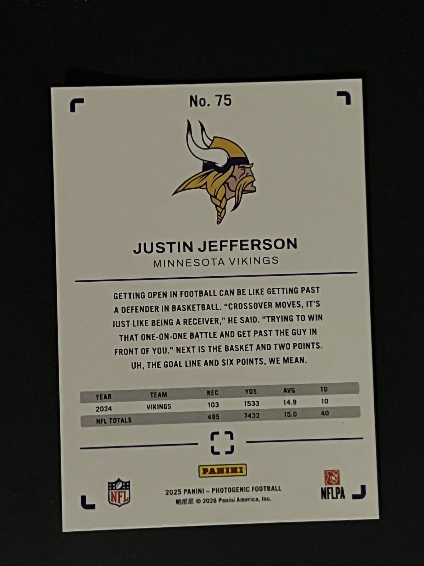Justin Jefferson back