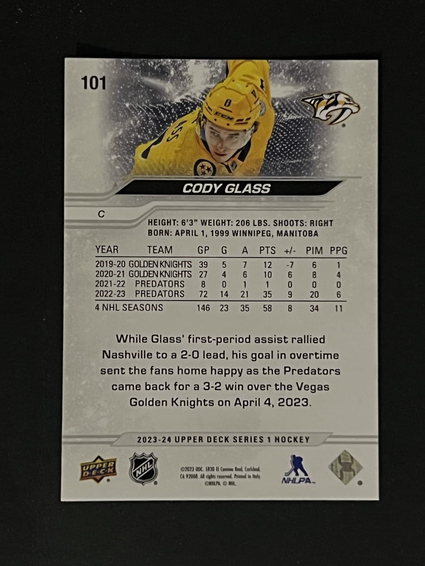 Cody Glass back
