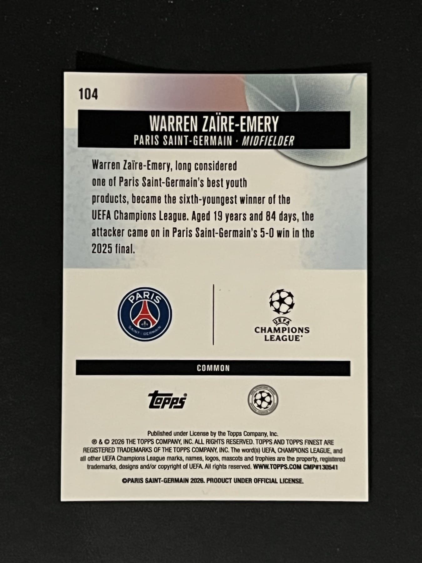 Warren Zaire-Emery back