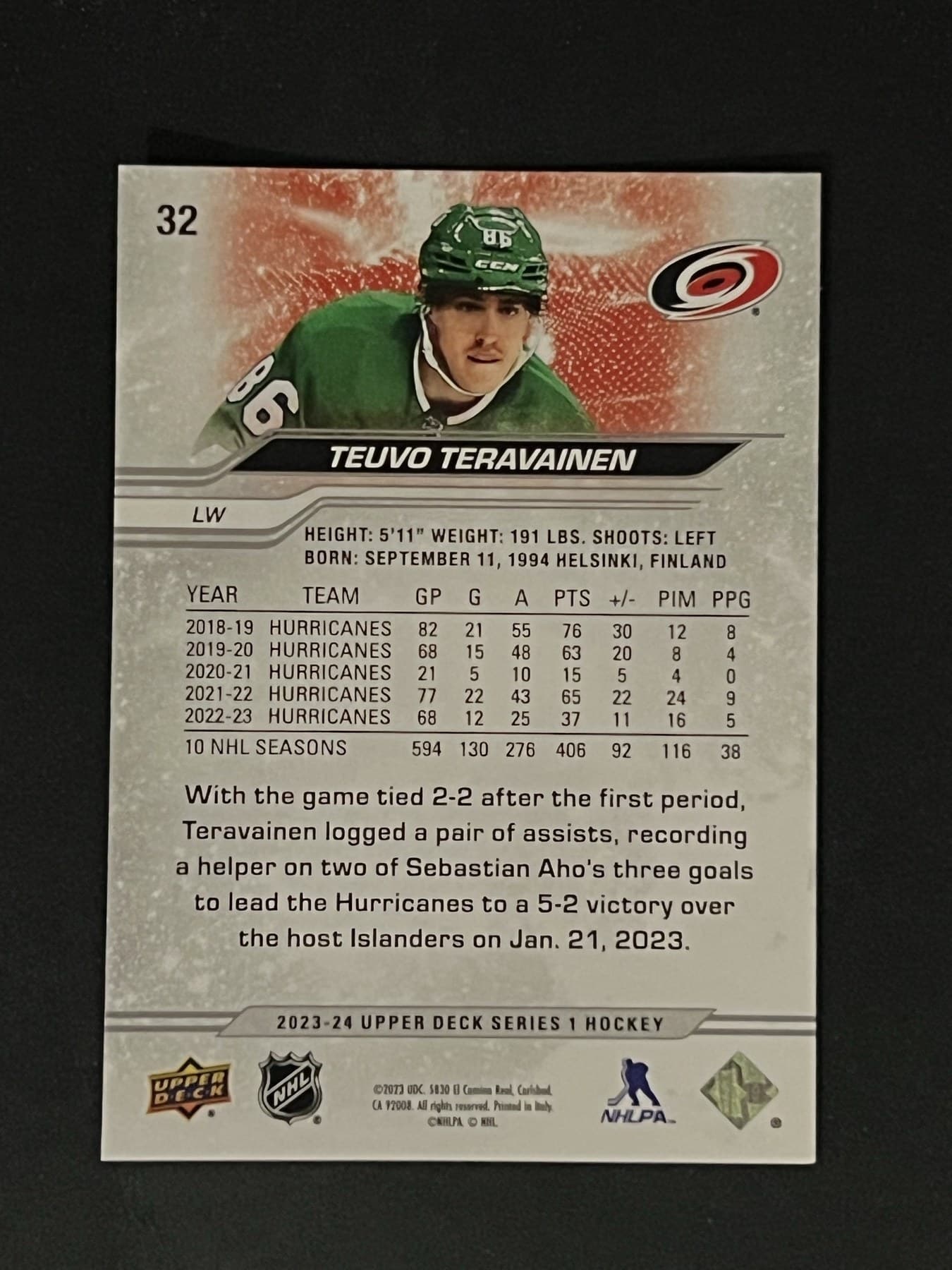 Teuvo Teravainen back