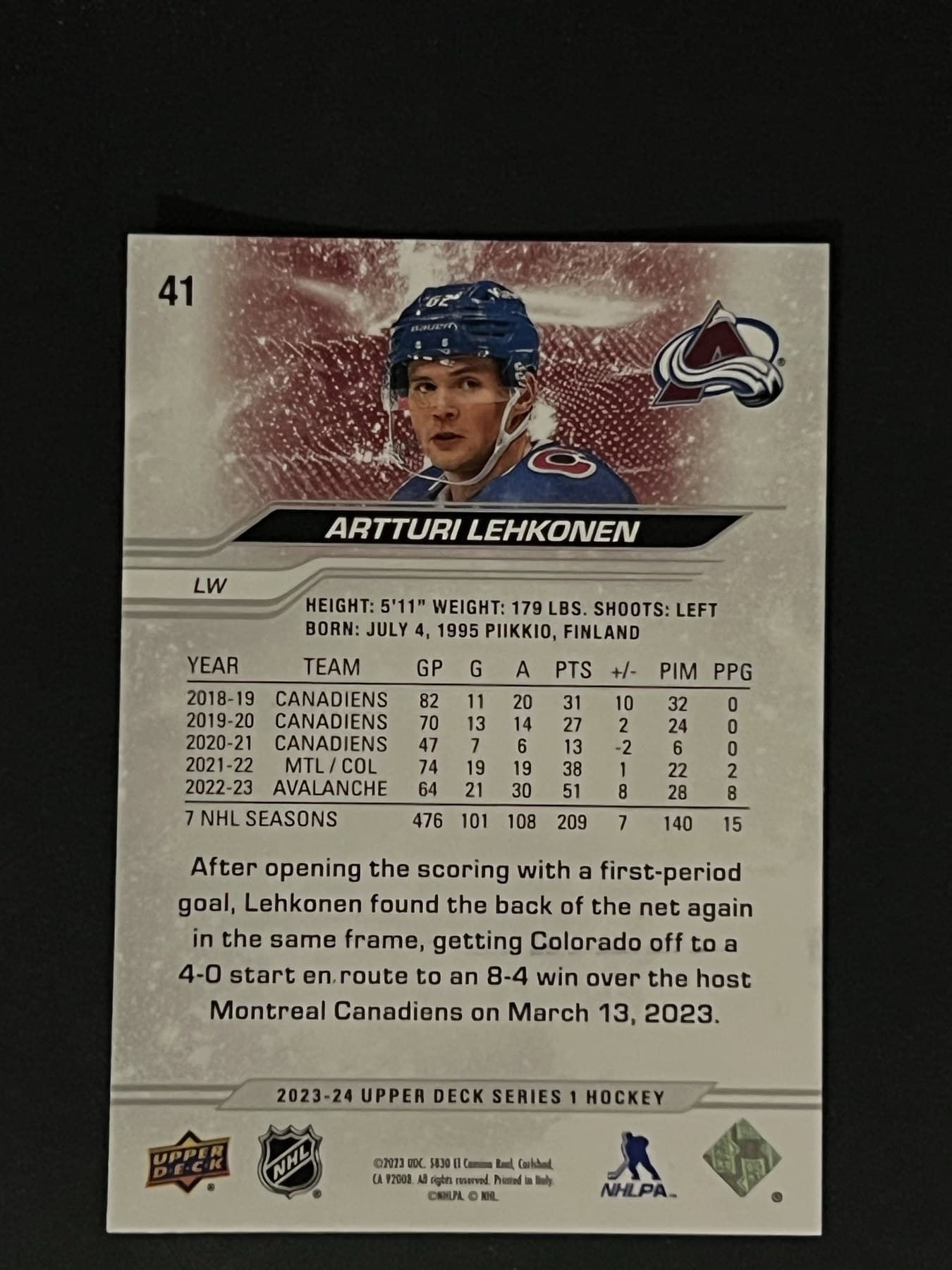 Artturi Lehkonen back