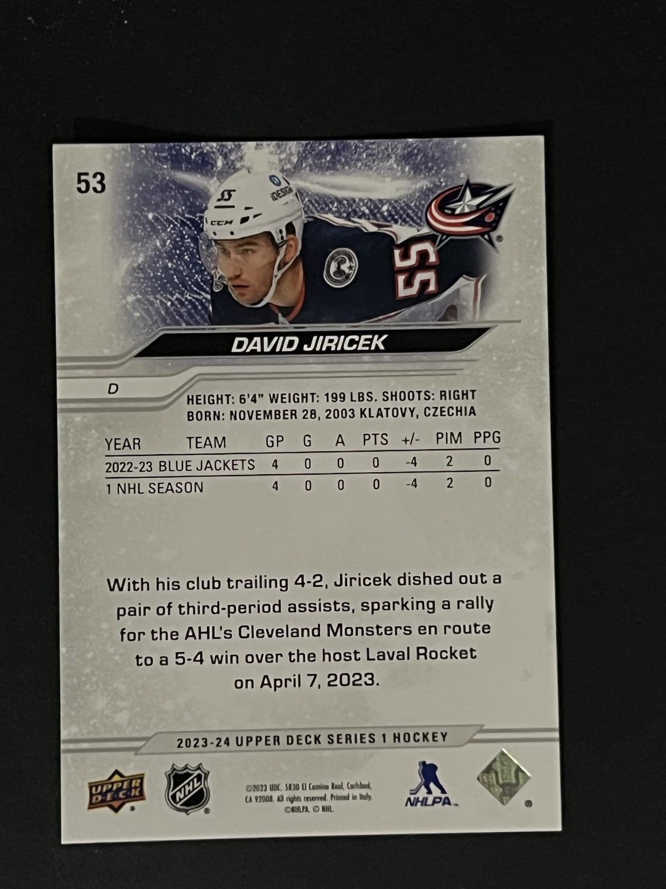 David Jiricek back