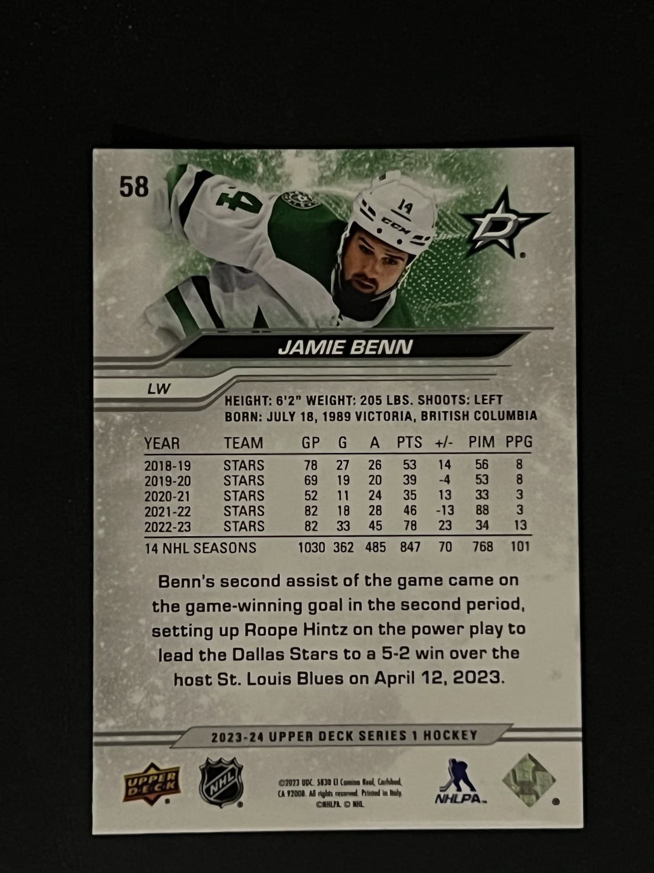 Jamie Benn back
