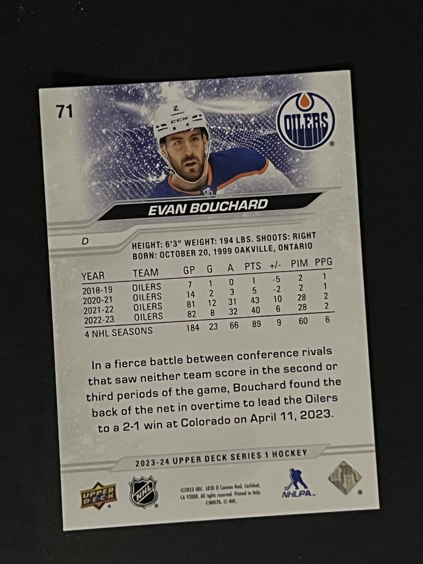 Evan Bouchard back