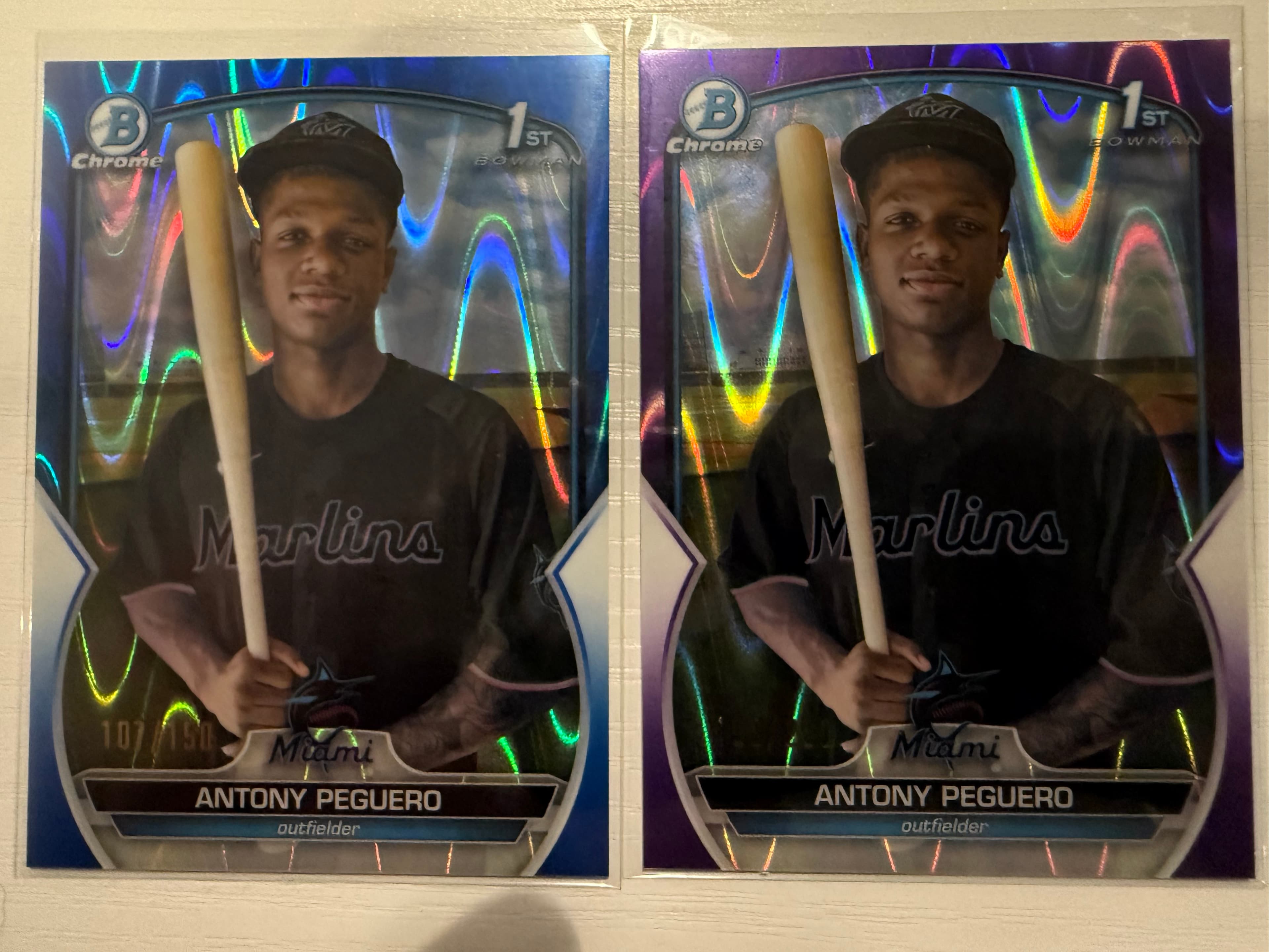 Antony Peguero Blue /150 Purple /250 2 Card Lot