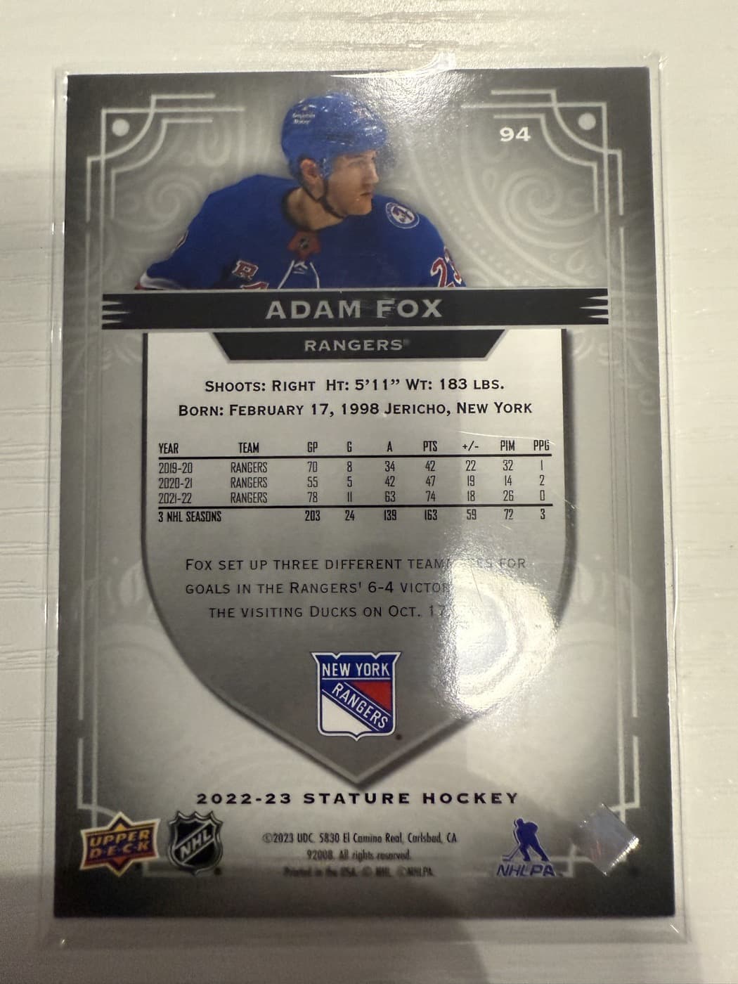 Adam Fox back