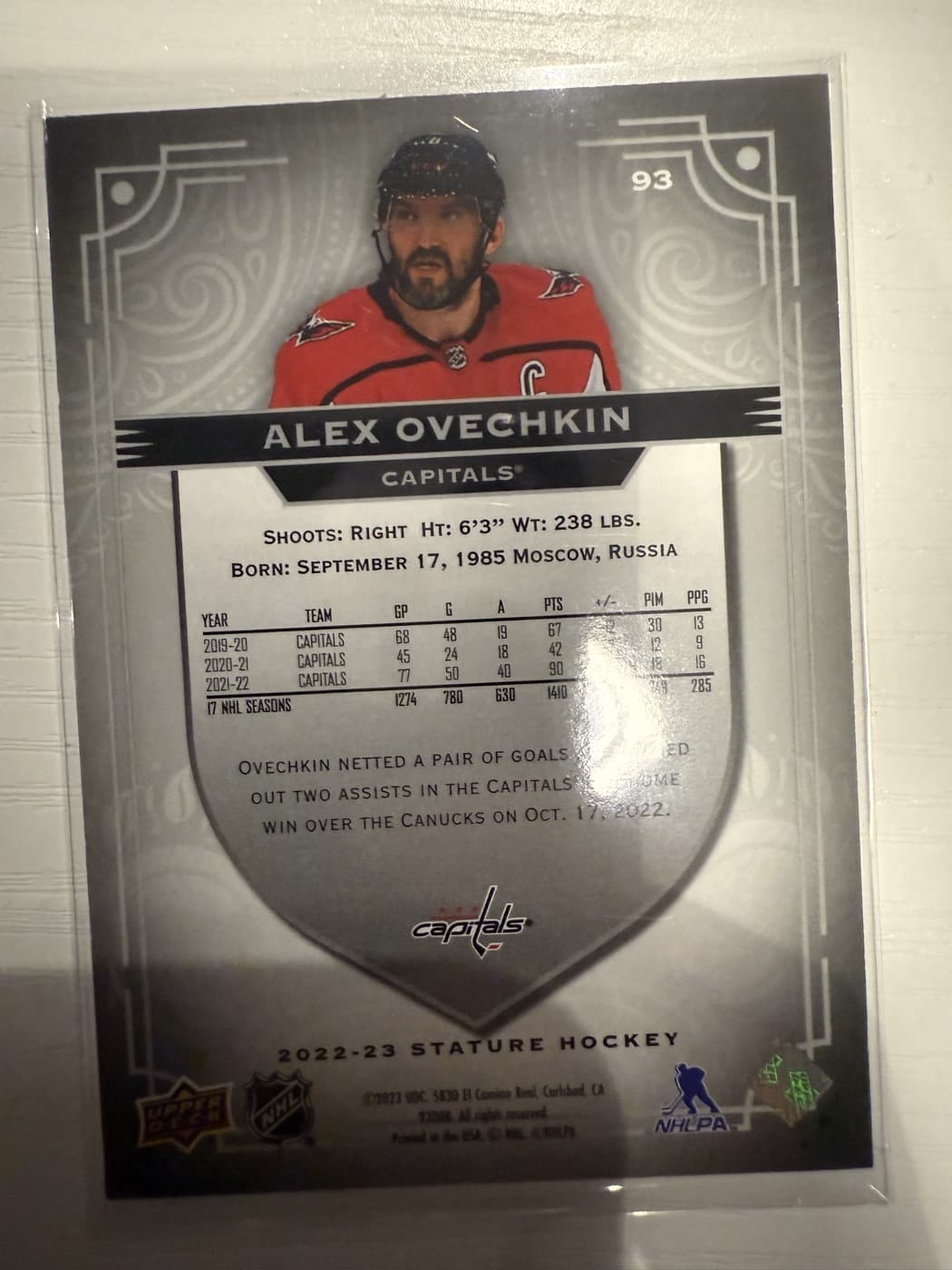 Alex Ovechkin back