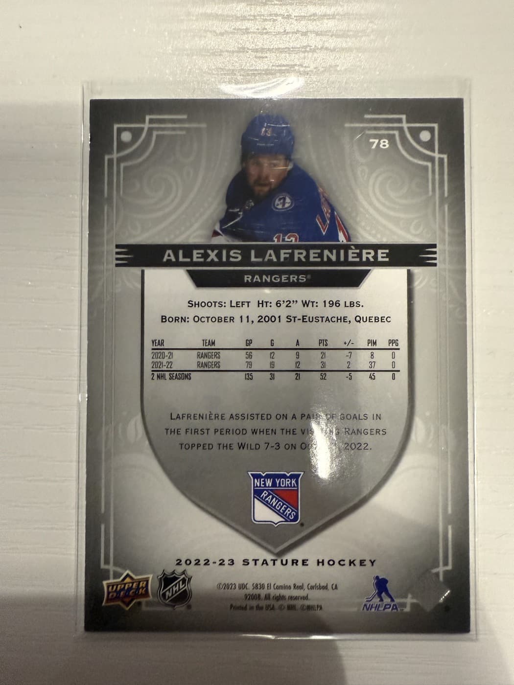Alexis Lafreniere back